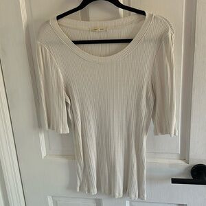 Ribbed Anthropologie size medium white short sleeve